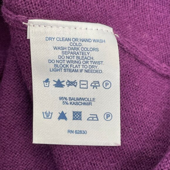 Lands’ End Cotton Cashmere Purple V-Neck Sweater Sequin Trim Size M - Picture 8 of 9